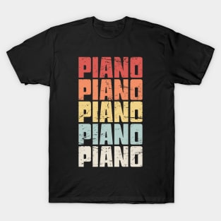 Vintage PIANO Pianist Text T-Shirt